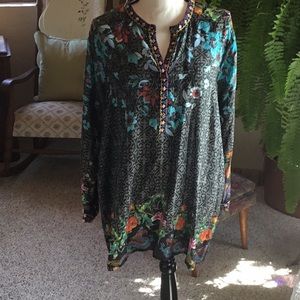 NWOT Johnny Was Embroidered Silk Top